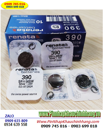 Pin SR1130SW _Pin 390; Pin đồng hồ Renata SR1130SW 390 Silver Oxide 1.55v _Xuất xứ Thụy Sỹ _Vỉ 1viên